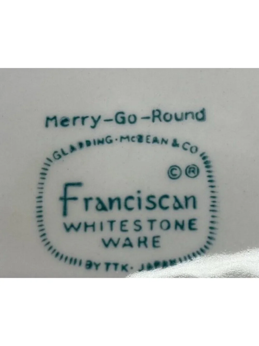 60's Franciscan MERRY-GO-ROUND Japan Gray Pink Border China 4 Cup Lidded Teapot